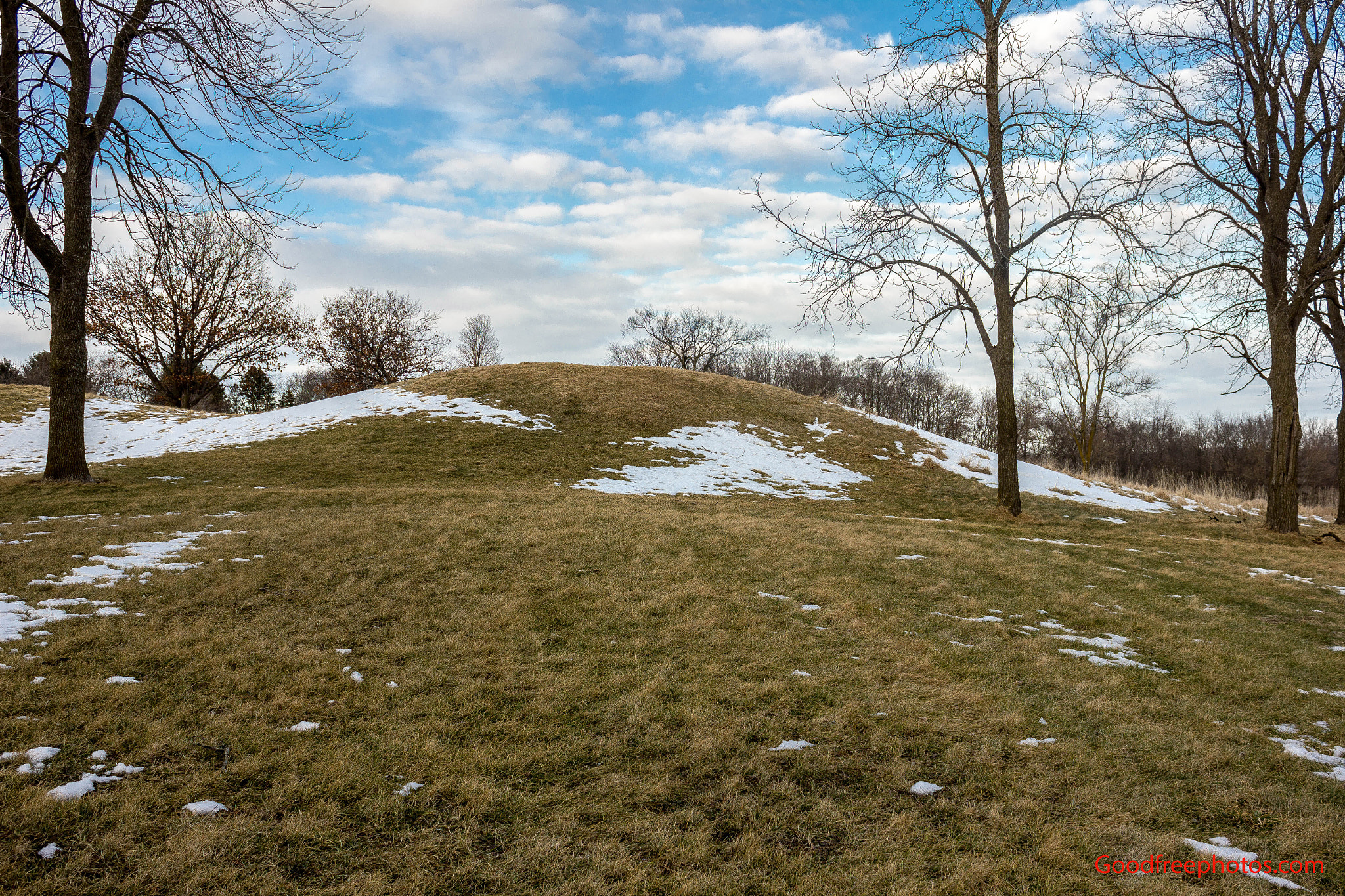 Dramatic clouds over the mounds at Aztalan State Park